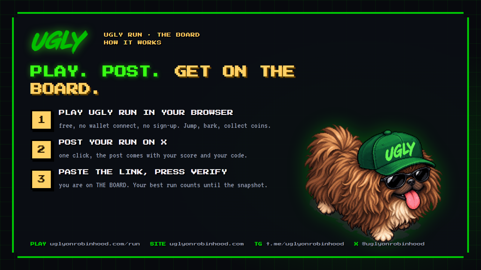 Play, post, get on the board: the three steps, with the dog